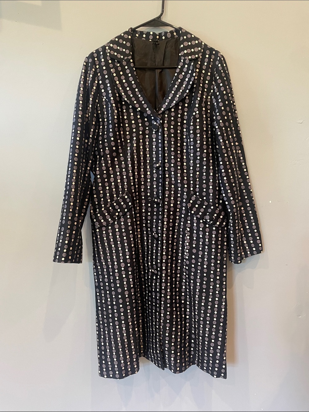 Black/dark blue  Polka Dot design  Long Coat lapis brand large